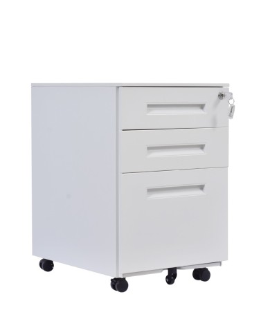 Cajonera metálica OLIMPO 2C1A, ruedas, 3 cajones, gris ral 7035.