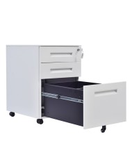 Cajonera metálica OLIMPO 2C1A, ruedas, 3 cajones, gris ral 7035.