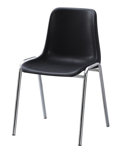 Silla CARCASA, apilable, cromada, polipropileno negro