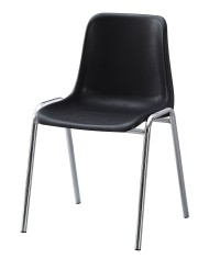 Silla CARCASA, apilable, cromada, polipropileno negro