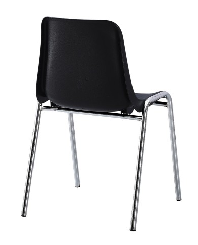 Silla CARCASA, apilable, cromada, polipropileno negro