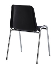 Silla CARCASA, apilable, cromada, polipropileno negro