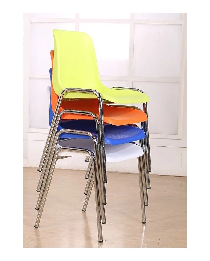 Silla CARCASA, apilable, cromada, polipropileno negro