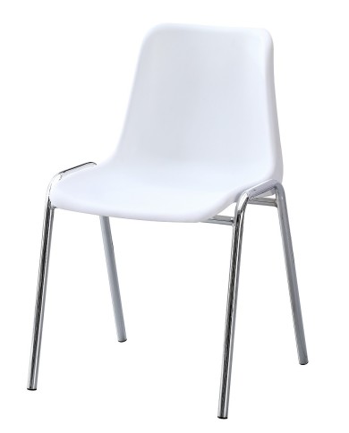 Silla CARCASA, apilable, cromada, polipropileno blanco