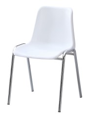 Silla CARCASA, apilable, cromada, polipropileno blanco