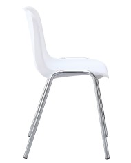 Silla CARCASA, apilable, cromada, polipropileno blanco