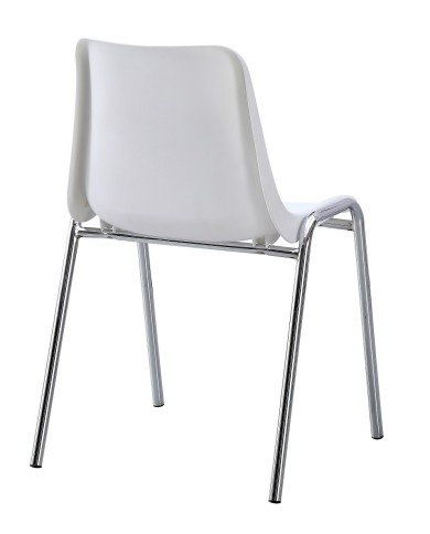 Silla CARCASA, apilable, cromada, polipropileno blanco