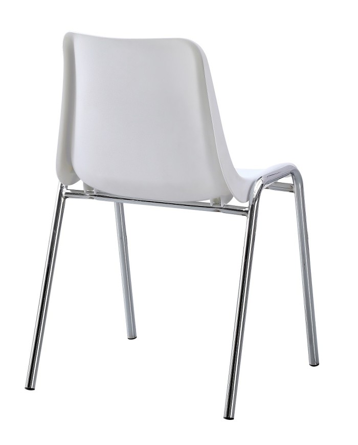 Silla CARCASA, apilable, cromada, polipropileno blanco