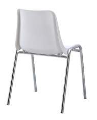 Silla CARCASA, apilable, cromada, polipropileno blanco