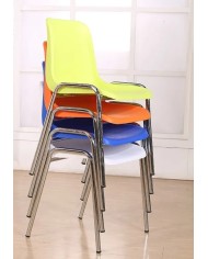 Silla CARCASA, apilable, cromada, polipropileno blanco