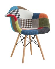 Sillón STAR PAT22, madera, tejido patchwork color 22