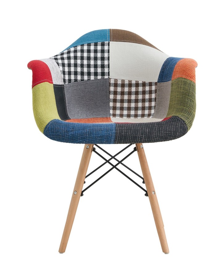 Sillón STAR PAT22, madera, tejido patchwork color 22