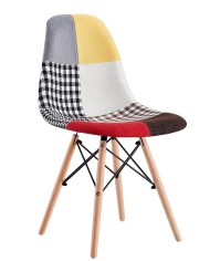 Silla STAR PAT24, madera, tejido patchwork color 24