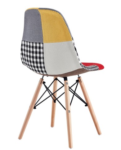 Silla STAR PAT24, madera, tejido patchwork color 24