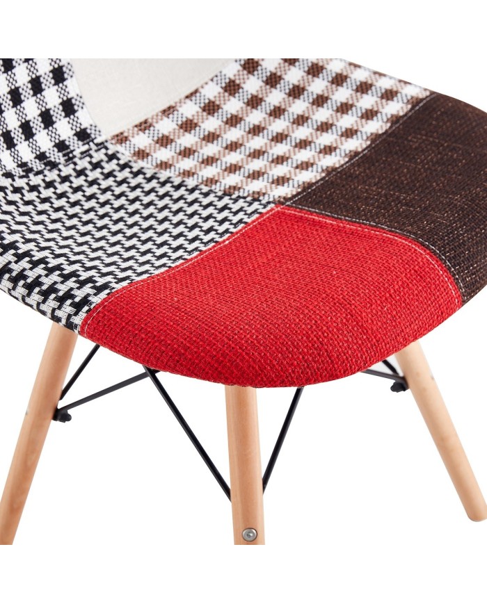 Silla STAR PAT24, madera, tejido patchwork color 24