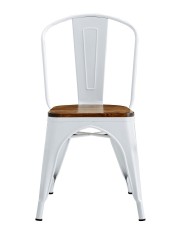 Silla TOL EK WOOD, acero, blanca, asiento madera