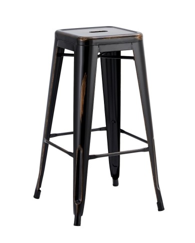 Taburete TOL EK VINTAGE, acero, negro