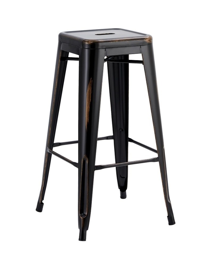 Taburete TOL EK VINTAGE, acero, negro