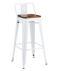 Taburete TOL R1 EK WOOD, acero, blanco, asiento madera