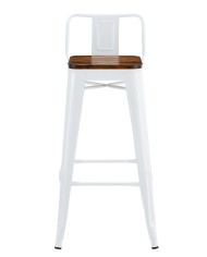 Taburete TOL R1 EK WOOD, acero, blanco, asiento madera