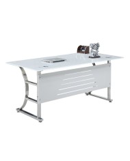Mesa de oficina CADORE, vidrio templado super blanco, 180 x 85 cms