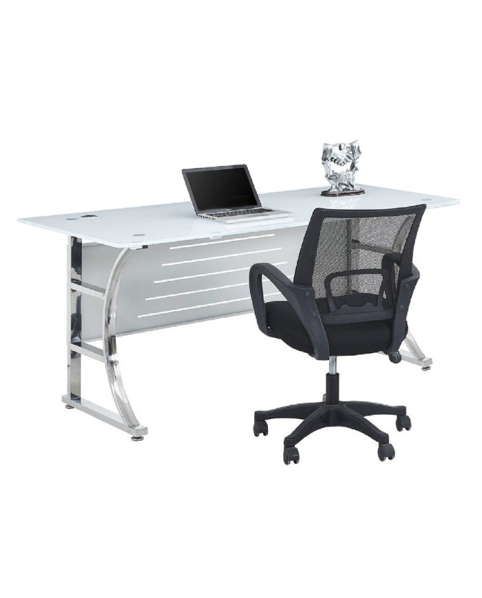 Mesa de oficina CADORE, vidrio templado super blanco, 180 x 85 cms