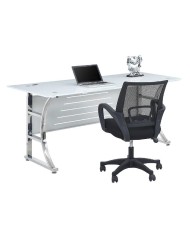 Mesa de oficina CADORE, vidrio templado super blanco, 160 x 80 cms