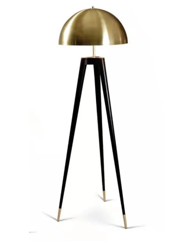 Lámpara ATOM, de pie, metal, negra y dorada