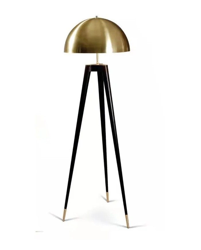 Lámpara ATOM, de pie, metal, negra y dorada