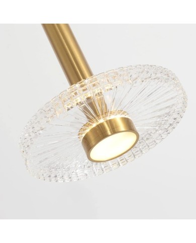 Lámpara LIPS, colgante, metal dorada, acrílico, led