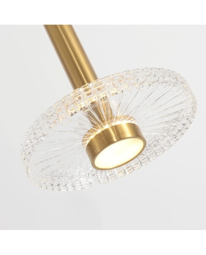 Lámpara LIPS, colgante, metal dorada, acrílico, led