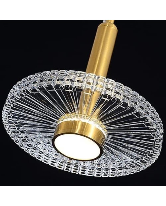 Lámpara LIPS, colgante, metal dorada, acrílico, led