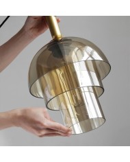 Lámpara FOLGE, colgante, metal dorada, cristal