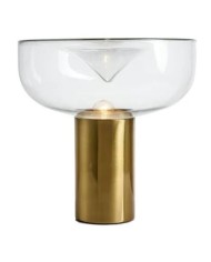 Lámpara HEROLD, sobremesa, metal dorado, tulipa de cristal