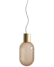 Lámpara GERA COH43, colgante, aluminio, dorada, cristal