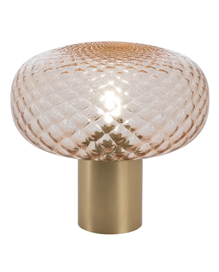 Lámpara GERA SOH28, sobremesa, aluminio, dorada, cristal