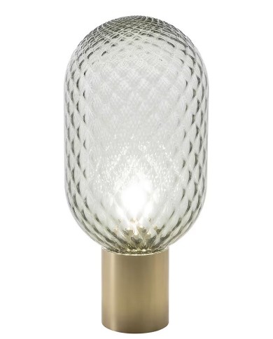 Lámpara GERA SOH43, sobremesa, aluminio, dorada, cristal