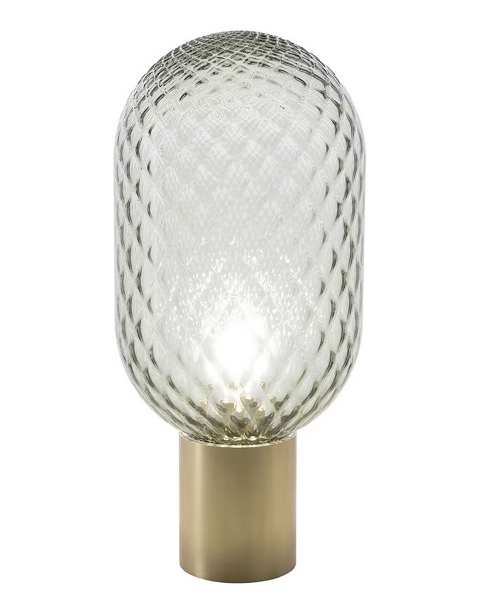 Lámpara GERA SOH43, sobremesa, aluminio, dorada, cristal