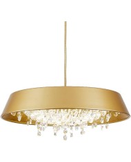 Lámpara JENA DO, colgante, metal, dorada, cristal, led