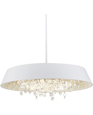 Lámpara JENA BL, colgante, metal, blanca, cristal, led