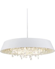 Lámpara JENA BL, colgante, metal, blanca, cristal, led