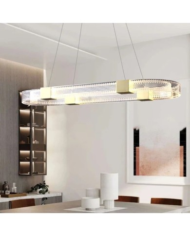 Lámpara TISSA, colgante, metal, dorada, acrílica, led