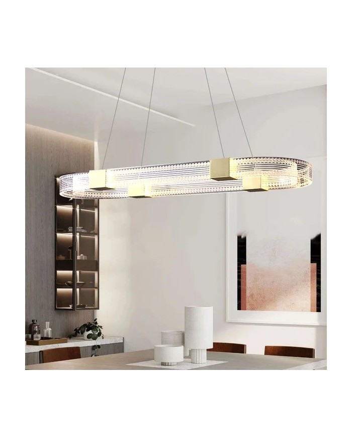 Lámpara TISSA, colgante, metal, dorada, acrílica, led