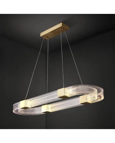 Lámpara TISSA, colgante, metal, dorada, acrílica, led