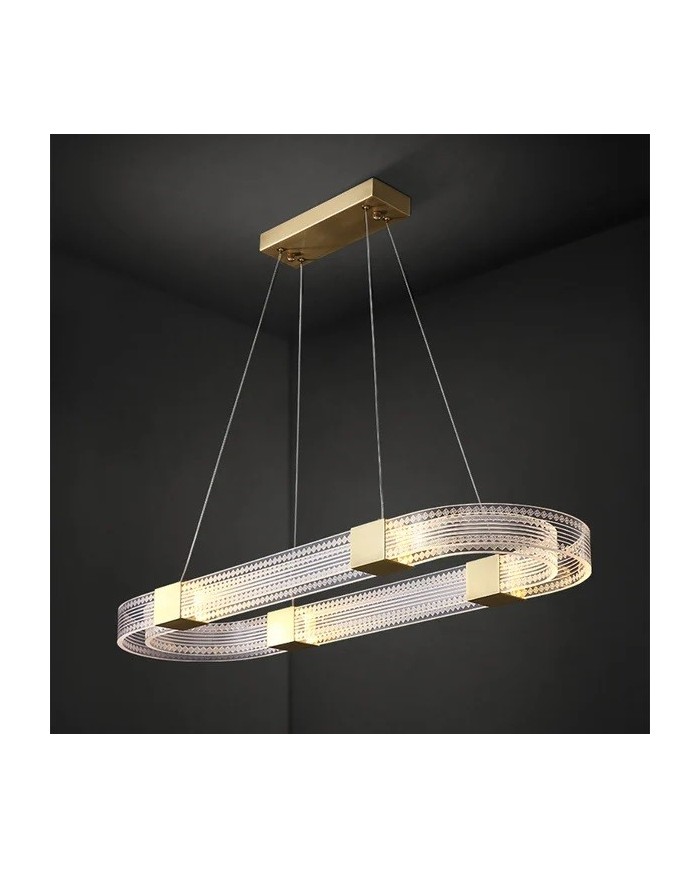 Lámpara TISSA, colgante, metal, dorada, acrílica, led