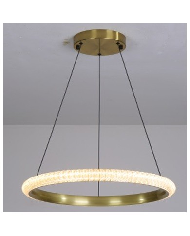 Lámpara BERKA 60, colgante, aluminio, dorada, acrílico, led