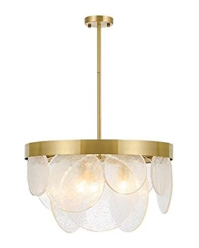 Lámpara NOHRA, colgante, metal dorada, cristal