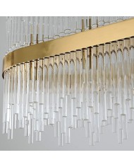 Lámpara WEIRA, colgante, metal dorada, cristal, led