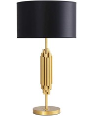 Lámpara KASSEL, sobremesa, metal dorado, pantalla negra