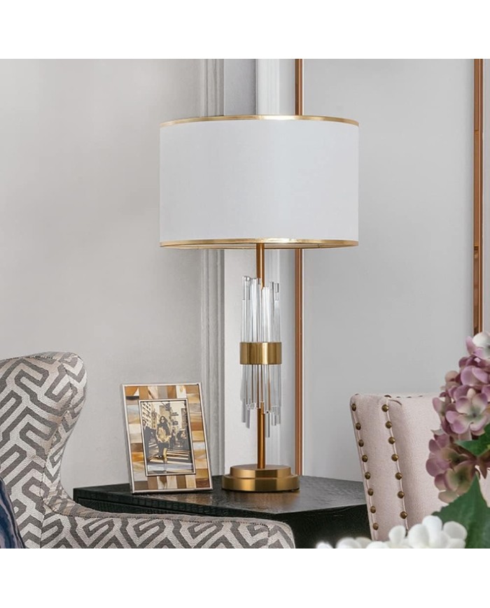 Lámpara ESLOHE, sobremesa, metal, cristal, pantalla blanca